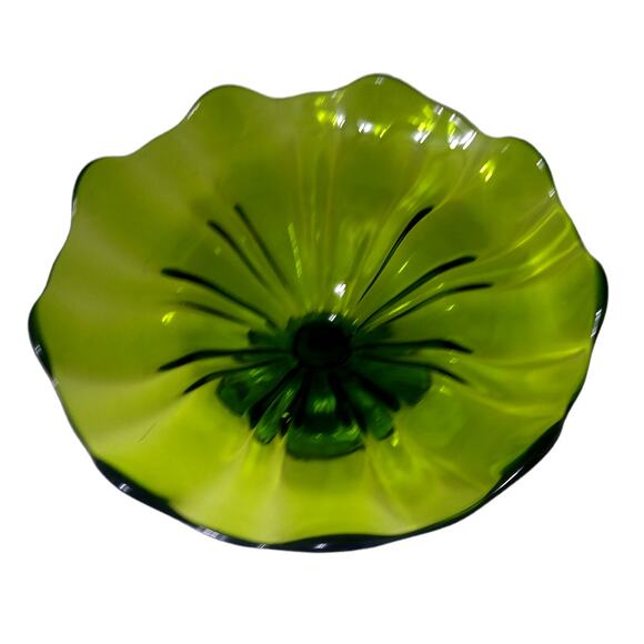 VTG L.E. Smith Green 9 Point Simplicity Pedestal Compote Dish - Picture 3 of 5